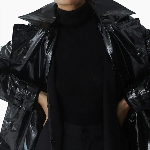 Jane Post Women's Black Trench Coat - Picture 3 of 7